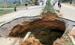 'Hố tử thần' trên Quốc lộ 3B ở Bắc Kạn, có xu hướng sụt sâu và mở rộng