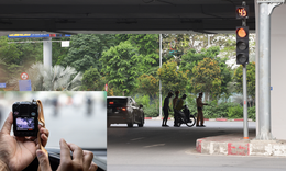 Vì không thấy CSGT nên nhiều tài xế xe máy vượt đèn đỏ, đi lên vỉa hè rồi 'ngỡ ngàng' nhận giấy phạt