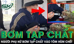 Bắt quả tang người phụ nữ bơm tạp chất v&#224;o t&#244;m h&#249;m chết, chuy&#234;n gia chỉ c&#225;ch nhận biết 