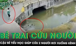 Hành động nhanh trí của cậu bé tiểu học cứu 2 người đàn ông rơi xuống kênh ở Hưng Yên