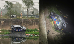 Ô tô lao xuống sông Nhuệ lúc gần 2h sáng, tài xế may mắn thoát nạn