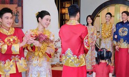 Hề Mộng Dao đeo kín tay 22 vòng vàng do mẹ chồng tỷ phú tặng trong lễ cưới
