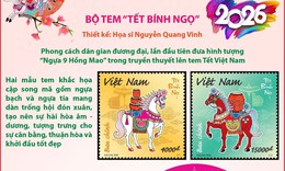 Bộ tem 'Tết Bính Ngọ' và đồng xu 'Nhật Mã Phi Vân' chào Xuân 2026