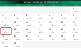 Âm lịch 16/3 - Lịch âm hôm nay 16/3 - Lịch vạn niên ngày 16/3/2026