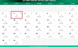 Lịch âm 3/3 - Âm lịch hôm nay 3/3 - Lịch vạn niên ngày 3/3/2026