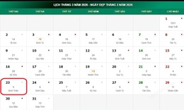 Lịch âm hôm nay 23/3 - Âm lịch 23/3 - Lịch vạn niên ngày 23/3/2026