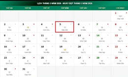 Lịch âm 5/3 - Âm lịch hôm nay 5/3 - Lịch vạn niên ngày 5/3/2026