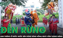 Linh thiêng lễ rước nước đền Rừng bên dòng sông Hồng ngày rằm tháng Giêng
