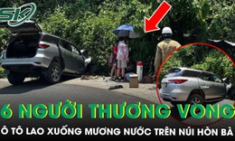 Ô tô lao xuống mương nước khi đổ đèo trên núi Hòn Bà, 6 người thương vong