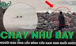 ‘Thót tim’ khoảnh khắc người đàn ông chạy như bay, băng qua đá nhọn cứu nam sinh đuối nước