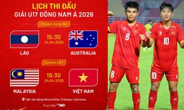 Lịch thi đấu bóng đá hôm nay ngày 23/4 - 24/4: Chờ U17 Việt Nam tái đấu U17 Malaysia