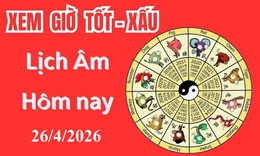 Âm lịch hôm nay 26/4 - Lịch âm 26/4 - Lịch vạn niên ngày 26/4/2026