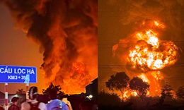 Cháy lớn tại Lộc Hà: Nhiệt lớn, khí độc dày đặc, phải dùng rô-bốt chữa cháy