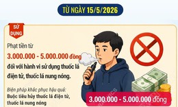 Từ ngày 15/5/2026, sử dụng thuốc lá điện tử có thể bị phạt đến 5 triệu đồng