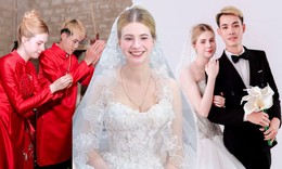 Cô dâu Nga xinh như búp bê trong đám cưới với chàng trai Quảng Trị