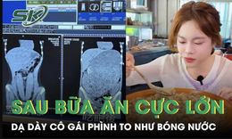 Hình ảnh dạ dày của nữ YouTuber phình to như bóng nước sau bữa ăn khủng