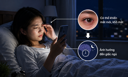 Lướt điện thoại trước khi ngủ gây khô, mỏi mắt khắc phục như thế nào?