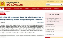 Khởi tố 24 đối tượng trong đường dây tổ chức đánh bạc và đánh bạc qua trang web Fxx88.com