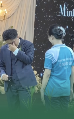 Chú rể bật khóc khi cô dâu bất ngờ trở thành cô nữ sinh anh từng thương