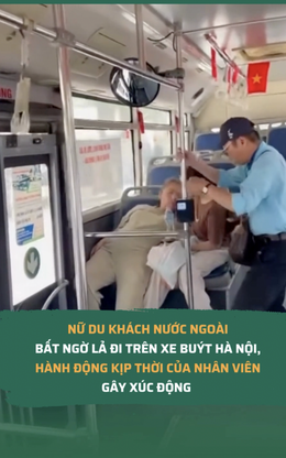 Nữ du khách nước ngoài bất ngờ lả đi trên xe buýt Hà Nội, hành động kịp thời của nhân viên gây xúc động