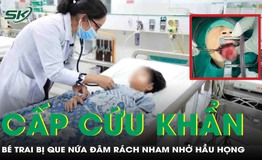 B&#233; trai 9 tuổi bị que nứa đ&#226;m s&#226;u v&#224;o hầu họng chảy nhiều m&#225;u, vết thương r&#225;ch nham nhở 
