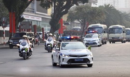 Cận cảnh diễn tập phương án dẫn đoàn, bảo vệ an ninh phục vụ Đại hội XIV