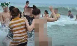 Xác minh thông tin nữ du khách ‘khỏa thân’ tắm biển ở Sầm Sơn
