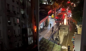 Cháy chung cư ở Hà Nội, 2 người mắc kẹt may mắn thoát nạn