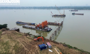 Hiện trạng cầu hơn 11.800 tỷ đồng, kết nối Hà Nội với Hưng Yên sau 4 tháng thi công