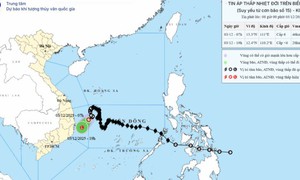 Áp thấp nhiệt đới sẽ suy yếu trên vùng biển tỉnh Đắk Lắk – Khánh Hòa vào chiều tối nay