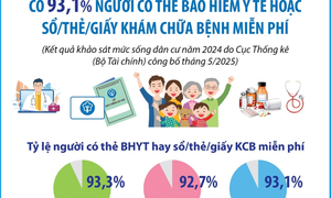 Năm 2024, có 93,1% người có thẻ bảo hiểm y tế hoặc sổ/thẻ/giấy khám chữa bệnh miễn phí