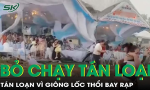 Quan khách dự tiệc cưới bỏ chạy tán loạn vì giông lốc thổi bay rạp