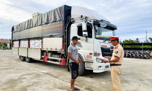 CSGT bắt giữ phương tiện vận chuyển 30 tấn đường không rõ nguồn gốc