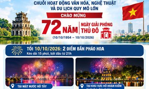 Pháo hoa nước lần đầu xuất hiện dịp chào mừng Ngày Giải phóng Thủ đô