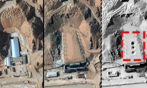 Hình ảnh oanh tạc cơ B-2 Mỹ ném bom xuyên hầm GBU-57 xuống cơ sở hạt nhân của Iran?