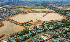 Hồ điều hòa Phú Đô tăng tốc trước mùa mưa ở Hà Nội