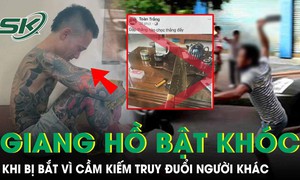 ‘Giang hồ mạng’ bật khóc khi bị công an bắt vì cầm kiếm truy đuổi người đi đường sau va chạm giao thông