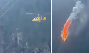 Italia: Trực thăng bốc cháy do va chạm với cáp điện khiến 2 người tử vong