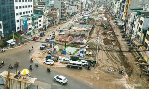 Cận cảnh tuyến Vành đai 1 dài hơn 2,2 km đang thi công ở Hà Nội