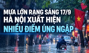 Mưa lớn rạng sáng 17/9, Hà Nội xuất hiện nhiều điểm ngập úng