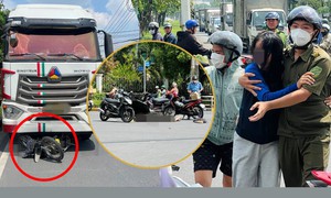 Xót xa vợ khóc ngất tại hiện trường chồng bị xe tải tông tử vong ở TPHCM