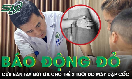 Báo động đỏ cứu bàn tay đứt lìa cho trẻ 2 tuổi bị máy dập cốc cuốn vào