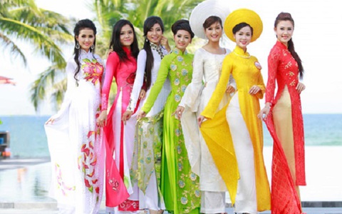 Vietnamese dress(ao dai truyen thong nguyen bo)- -with pants