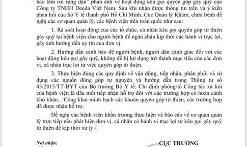 Bộ Y tế: C&#225;c bệnh viện r&#224; so&#225;t hoạt động k&#234;u gọi quy&#234;n g&#243;p từ thiện để ngăn chặn h&#224;nh vi trục lợi