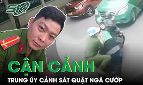 Cận cảnh trung &#250;y cảnh s&#225;t bị xịt hơi cay nhưng vẫn đủ sức quật ng&#227; t&#234;n cướp