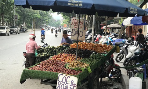 Nhức nhối chợ hoa quả dưới l&#242;ng đường Nguyễn Hữu Thọ