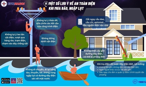 Một số lưu &#253; về an to&#224;n điện khi mưa b&#227;o, ngập lụt