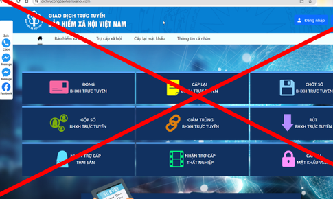 Cảnh b&#225;o trang web giả mạo Cổng dịch vụ c&#244;ng ng&#224;nh BHXH Việt Nam