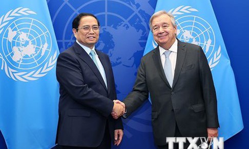 Thủ tướng Phạm Minh Ch&#237;nh gặp Tổng Thư k&#253; Li&#234;n hợp quốc