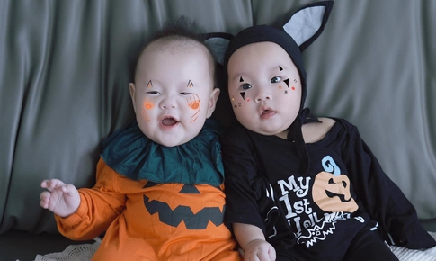 H&#236;nh ảnh Halloween cưng xỉu của cặp song sinh nh&#224; Phương Oanh